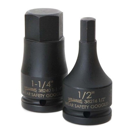 Williams 38216 Socket Bit, 3/4 Inch Drive, 1/2 Inch Size, Hex, 3 1/2 inch OAL JHW38216